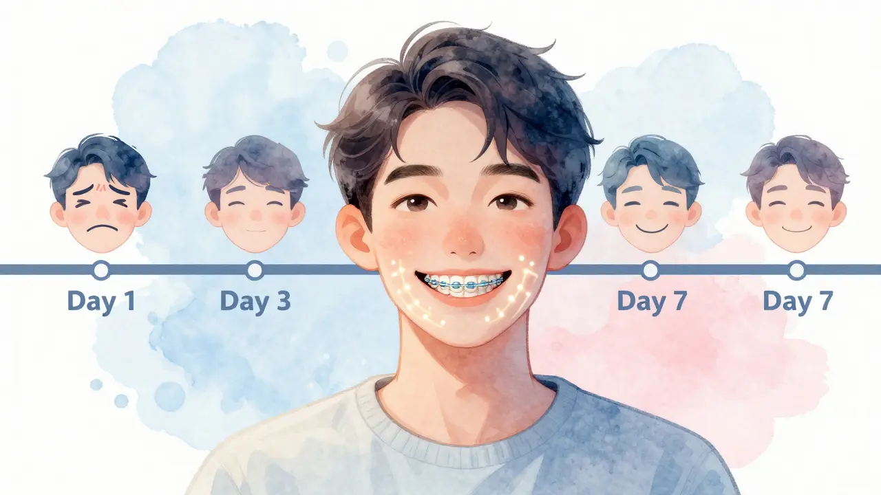 Postupné zmírnění bolesti po nasazení rovnátek od bolesti k úsměvu.