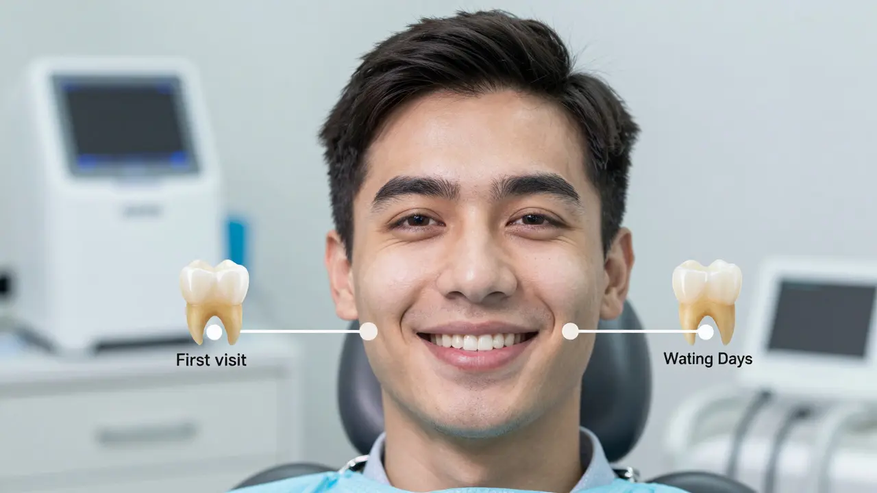 Patient smiling with a natural-looking ceramic crown, symbolizing successful restoration.