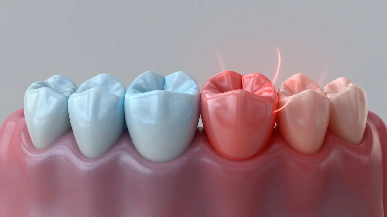 Porovnání správně a špatně přizpůsobené korunky na čelisti.