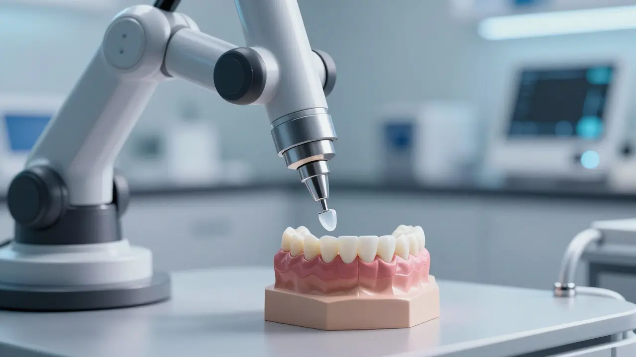 Robotická výroba keramických zubních fazet v moderní laboratoři