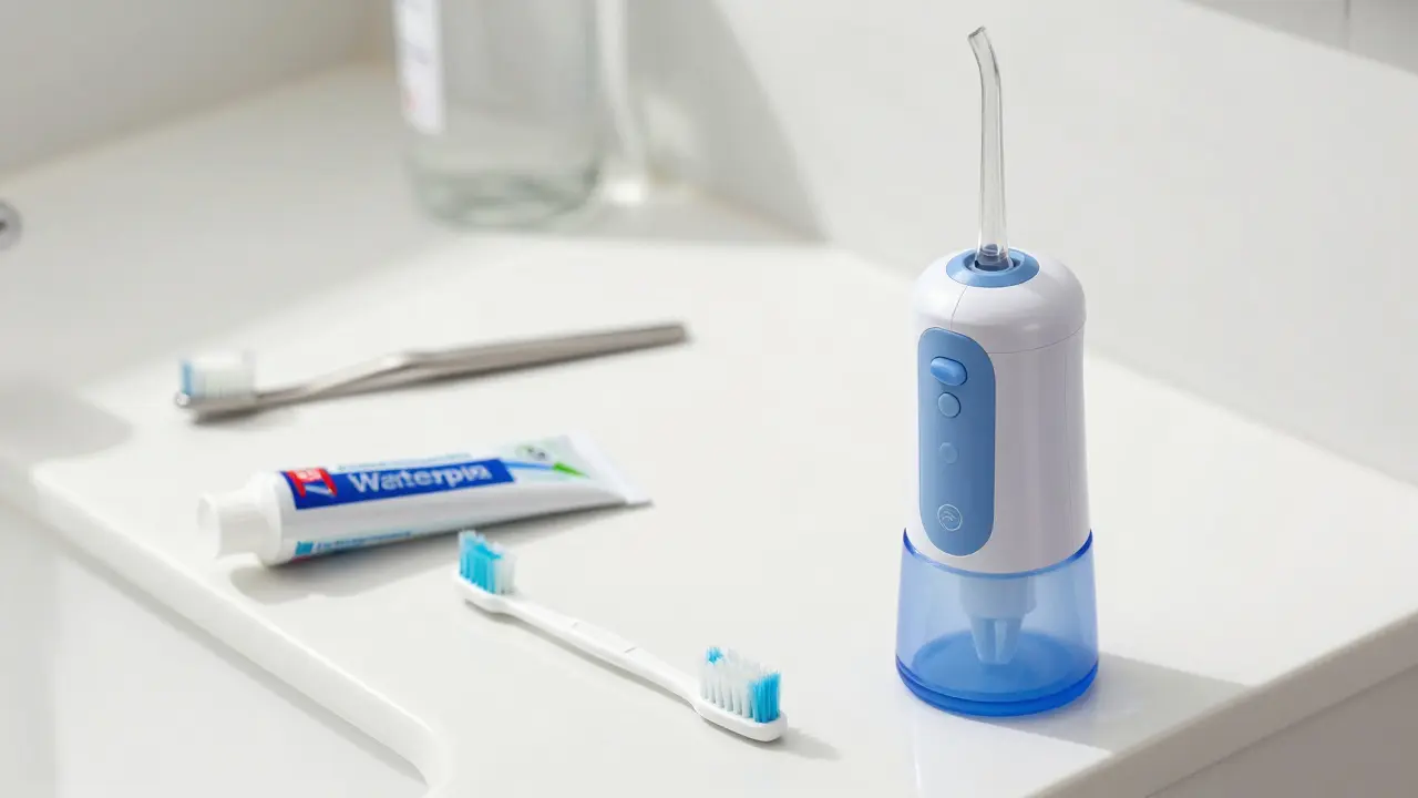 Správné pomůcky pro čištění implantátů: vodní kartáček a mezeraové kartáčky