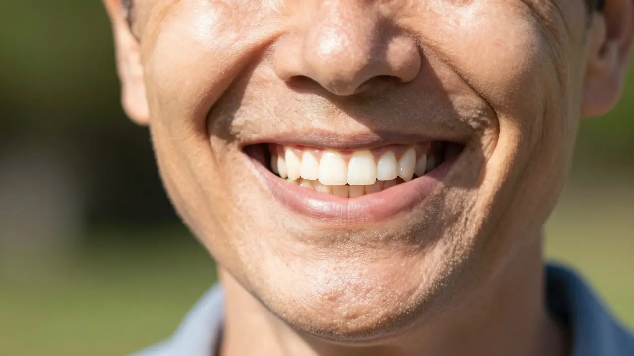 Úsměv s perfektními zuby po implantaci