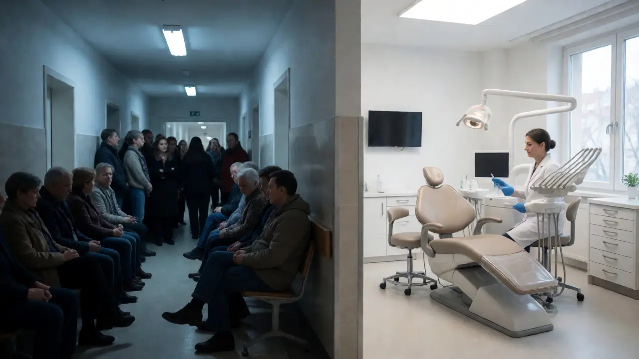 Srovnání čekárny nemocnice a soukromé kliniky